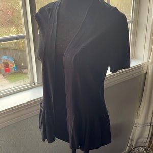 August Silk Short Sleeve Shirt Black Cardigan size 12